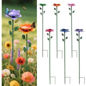 Bee Watering Station, Butterfly Feeder, Metal Bee Water Feeder with Flower Design,Elegant Outdoor Rose Yard & Patio Garden Decor (6PCS)