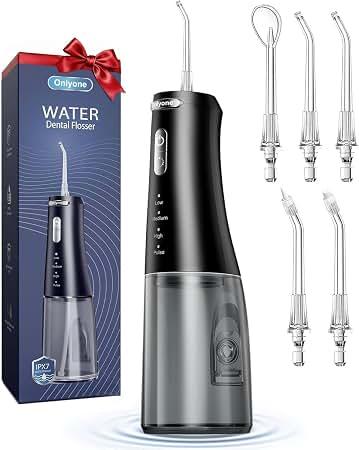 Onlyone Water Flosser with Adjustable Water Pressure for Daily Oral Care
Rechargeable Portable Oral Irrigator for Orthodontic & Sensitive Gums, Cordless for Home and Travel Use,300ML Larger Tank