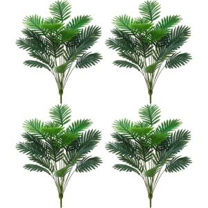 18 Leaf Large Areca Palm Artificial Plant 4 Packs UV Resistant Faux Palm Tree Leaves Tropical Greenery for Home Office Party Decor Indoor Outdoor