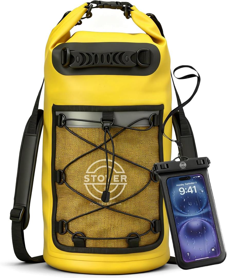 Stover /10/25/30/40/55L Waterproof Dry Bag- Roll-Top Backpack w/Phone Case- Kayaking, Hiking, Camping, Boating- Men/Women