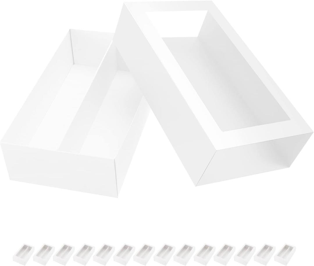 15 Macaron Boxes, Macaron Gift Box for 12 (Interior Measurement 7.34.2 1.9 Inches), Macaron Packaging Boxes with Clear Window White without Macarons inside