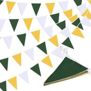 Yellow Green White Pennant Banner Triangle Flag Bunting Garland for Wedding Birthday Baby Shower Graduation Golf Party Decoration