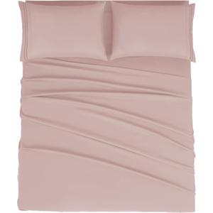 Mejoroom King Size Bed Sheet Set - Hotel Luxury 1800 Bedding Sheets & Pillowcases - 16" Deep Pocket Fitted Sheet, Soft, Breathable, Wrinkle & Fade Resistant - 4 Piece(King, Dusty Pink)