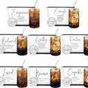 24 Pcs Mother's Day Bulk Gifts for Church Christian Gifts for Women 16 oz Religious Glass Cups Bible Verse Makeup Bags and Scripture Compact Mirrors for Mom Mother Godmother