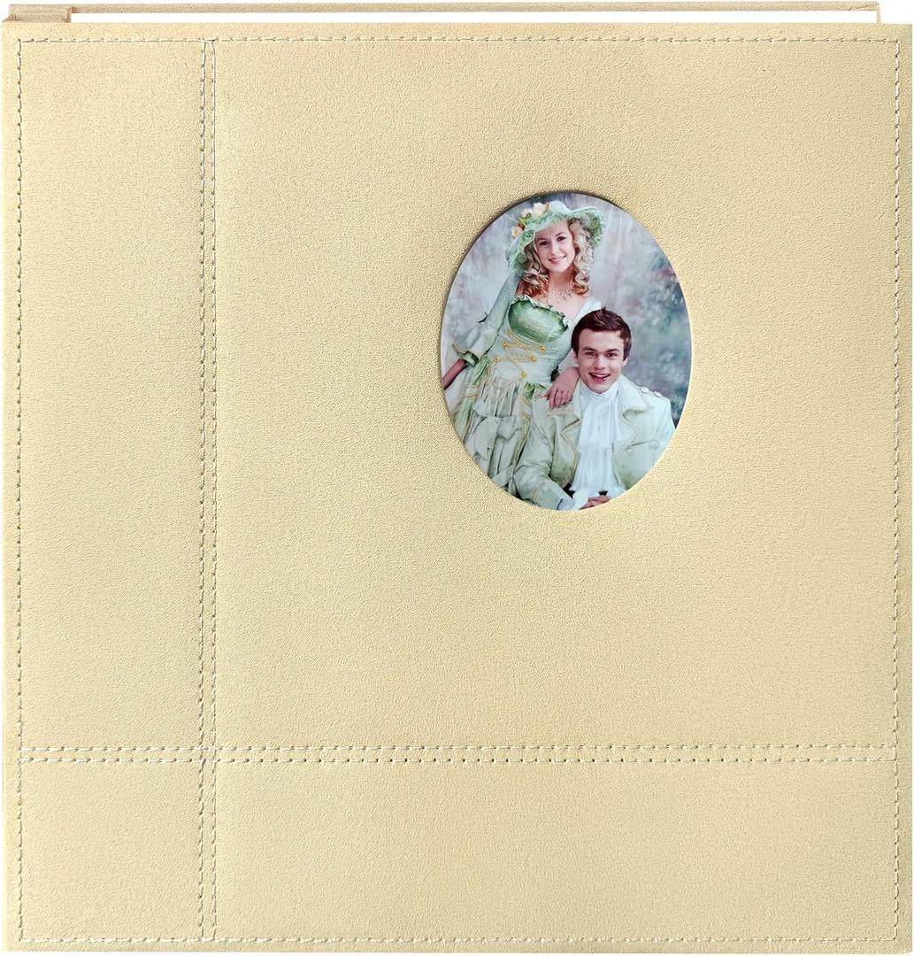 Photo Album Can Hold 3X5 4X6 5X7 6X8 8X10 Photos, Self Adhesive Magnetic DIY Scrapbook Albums (Beige, Large)