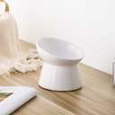 White Small Ceramic Raised Cat Bowls, Tilted Elevated Food or Water Bowls, Stress Free, Backflow Prevention, Dishwasher and Microwave Safe, Lead & Cadmium Free