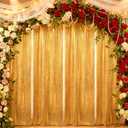 Gold Sequin Backdrop Curtain,4PCS 2FTx8FT Glitter Backdrop Curtain for Parties,Christmas, Wedding, Banquet Decoration(4 PCS,2FTx 8FT)