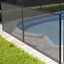 Pool Fence, 4 x 12 ft Pool Fences for Inground Pool, Emovable Pool Safety Fence, Mesh Pool Safety Fence with Stainless Steel Feet Protects Kids and Pets
