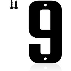 2 x 6" Aluminum House Numbers, Black Metal Address Door Numbers, Metal House Address Number for Outside, Modern Apartment Street Mailbox Number (9)