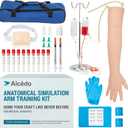 Alcedo Phlebotomy Practice Kit, Complete Venipuncture and Injection IV Practice Essentials, Realistic Training Arm with Stand & Carry Bag, Light Skin, for Medical Students & Educational Use Only