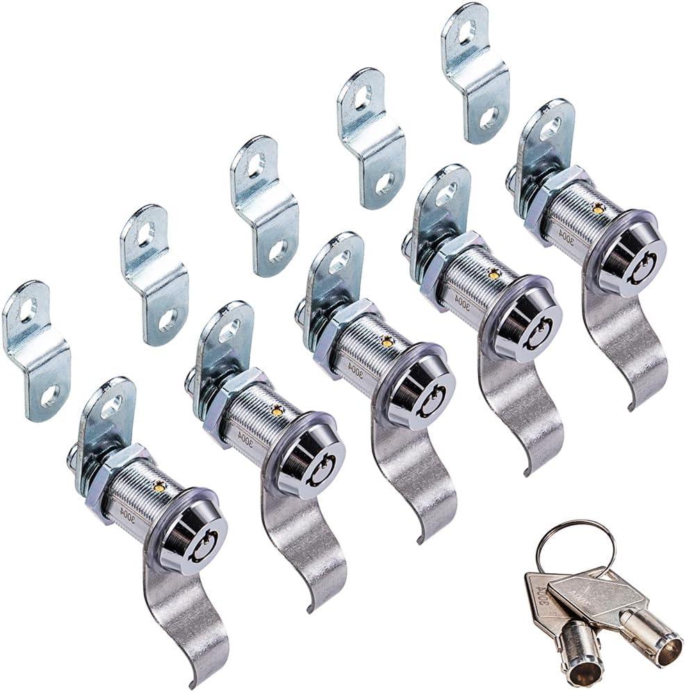 RV Locks for Storage Door 1-1/8 Inch, Camper Storage Locks for Travel Trailer Compartment Cabinet Drawer with Keys, Keyed Alike, 5 Pack