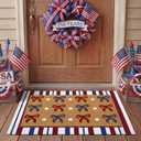 Tinideya 2 Pcs Independence Day Door Mat Patriotic Welcome Non Slip Coir Mats 4th of July Bow Star Floor Layering Doormats Seasonal for Front Porch Entryway Decor(Bow)