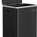 SONGMICS Trash Can, 13-Gallon Gabbage Can, with 15 Trash Bags, Steel, with Soft-Close Lid, Removable Inner Bucket, Handles, Ink Black ULTB595B01V1