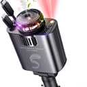 Retractable Car Charger USB C Fast Charging 120W, Car Accessories Cigarette Lighter Adapter with Aromatherapy Starlight, Car Charger iPhone16 15 14 13 12 11 Essentials Gifts for Traveler, Men, Women