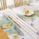 Honellaty Easter Tablecloth Rectangle Watercolor Bunny Table Cloth, Spillproof Spring Floral Tablecloths, Stain Resistant Wrinkle Free Cloth Table Cover for Picnic Party Dinner (52 * 70 Beige)