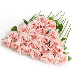 PARTY JOY 20PCS Artificial Flowers, Silk Flower Realistic Roses Bouquet Long Stem for Home Decor Wedding Decoration