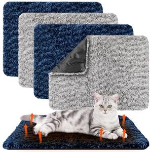 Drydiet 4 Pack Self Warming Cat Bed Indoor Self Heating Dog Cat Pad Washable 16 x 20 Inch Thermal Pet Kennel Pad Crate Bed Mat Reflect Body Heat for Outdoor