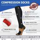 Sooverki Copper Compression Socks for Men & Women 8 Pack 15-20mmHg - Knee High Stockings Best Support for Running Athletic (Large-X-Large, 01 Black)