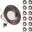 ZYC Oil-Rubbed Bronze 6 Retrofit LED Recessed Lighting, 6 Inch 12 Pack Dimmable Retrofit LED Recessed Lighting Damp Rated Can Lights, Baffle Trim, 15W 1200Lm(Oil-Rubbed Bronze, 6 inch)