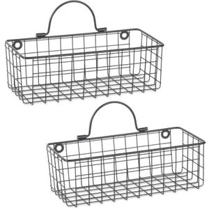 DII Farmhouse Vintage Dcor, Wire Wall Basket, Small, Black, 2 Piece