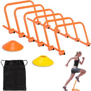Agility Speed Training Hurdles, Adjustable Agility Training Hurdles for Football, Basketball, Soccer Hurdles Training Equipment Set of 6 with Bag