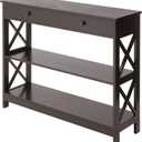 Convenience Concepts Oxford 1-Drawer Console Table 39.5" - Farmhouse Sofa Display with Storage Shelf For Living, Family, & Dining Room, Modern Entryway Hall Table for Kitchen, Bedroom, Espresso