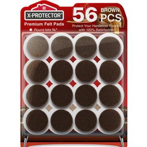 X-PROTECTOR Felt Furniture Pads - 56 PCS 3/4" Floor Protectors for Chair and Furniture Feet - Protect Your Hardwood Floors! (Brown, Round)