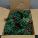 24 Inch Lighted Christmas Wreaths for Front Door, Christmas Wreath Outdoor with Pinecones Berried 50 Warm White & Multicolor Lights 8 Modes Timer Norfolk Pine Wreath Xmas Wreaths for Home Wall Window