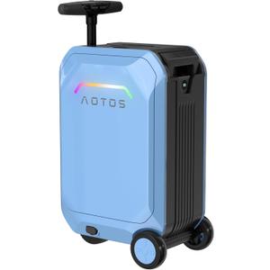 AOTOS Smart Rideable luggage-Roller carry-on luggage 22x14x9-TSA, Airline-Approved 22 inch Hardshell,Zipperless Travel Suitcase with Rolling WheelsApp Control -Cabin Suitcase for Airport Travel(Blue)