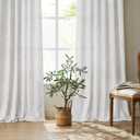 Cream Curtains 96 inch Length 2 Panel Set, White Floral Light Filtering Curtain Cotton Textured for Living Room Bedroom Soft Window Drapes with Rod Pocket Decorative Floor to Ceiling Curtains