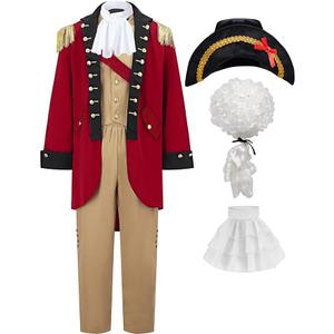 Mens Founding Father Costume Adult Revolutionary War Outfit Colonial Costume Military with Wig Hat Size M