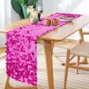 12 x 108 Inch Fuchsia Sequin Table Runner Glitter Rectangle Big Sequin Table Runner for Wedding Party Birthday Christmas Halloween Decoration (1 Pack)