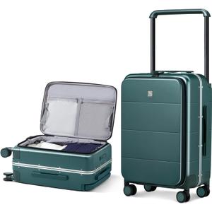 Hanke Top Opening 24 Inch Luggage with Spinner Wheels, Aluminum Frame All-PC Hard Shell Medium Suitcase, Trunk Wide Handle Luggage for Travel, TSA Checked-Medium(Blackish Green, 69L)