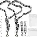 2 Set Scrunchie Lanyard Teacher ID Badge Holder with Breakaway Buckle, Stretchy Wrist Lanyards for Women, Cute Keychain Lanyard for Nurse, Office, Cruise Ship