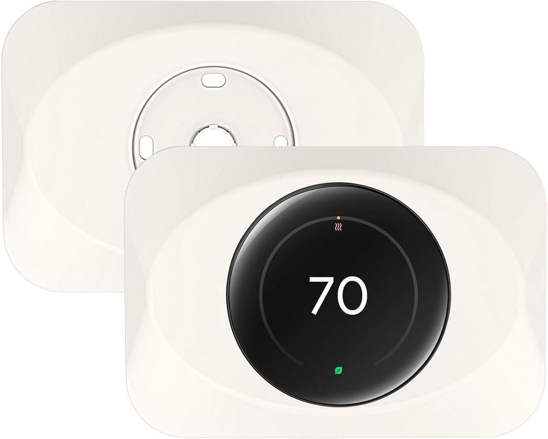 Wall Plate Cover Compatible with Google Nest Learning Thermostat (4th Gen), Practical Trim Kit for Nest Learning Thermostat 4, Snap fit Design, Snap fit Design (Biege, 2 Packs)