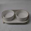 Elevated Ceramic Dog Bowl Set - Double Dog Feeding Bowls with Stand Splash Proof - Raised Dishes for Food and Water - Ideal for Small to Medium Dogs - 2 x 850 ml - 28.74 oz (White)