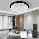 Ceiling Fan with Lighting LED Light, 19" Invisible Fan Ceiling Light, 360 Rotatable, Dimmable 72 W with Remote Control Fan Lamp, Ceiling Lamp for Living Room Dining Room Bedroom (Black/White)