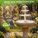AISITIN 6.5W Solar Bird Bath Fountains with Lights, 3 Tiered Bird Bath with Solar Water Pump, Upgraded Detachable DIY Solar Powered Fountain for Garden, Patio, Yard and Pond