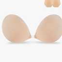 Niidor Adhesive Bra Strapless Sticky Invisible Push up Silicone Bra for Backless Dress with Reusable Nipple Covers Size D