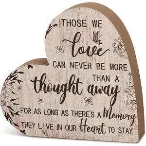 Yookeer Sympathy Gift Memorial Heart Present for Loss of Loved One Bereavement Gift Bereavement Sign Grieving Decorative Plaque for Loss of Deceased Father Mother Son Brother Condolence(Flower)