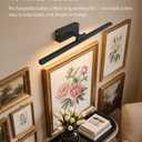 PUSU Rechargeable Picture Light Set of 2, Black LED Cordless 19.7 inch Wall Mount Art Lamp with Remote, 2700K Dimmable Battery Powered Display Lights for Artwork Painting Living Room, Bedroom, Hallway