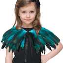 L'VOW Fashion Kids Rooster Feather Capes Stole Shawl Iridescent for Game Party Hallowmas (Blue-Ro) (Rooster-Blue)