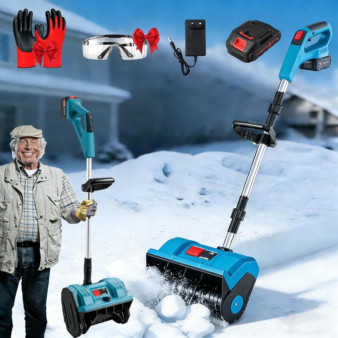 Brushless Electric Cordless Snow Shovel Compatible with 40V Battery and Charger, 11.8 Cordless Snow Blower Electric Snow Thrower, Adjustable Direction, Fast Snow Removal on Deck, Patio (Battery*1)