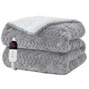 Heated Blanket-Electric Blanket 50"x60" Soft Heated Throw Blanket with 5 Heating Levels & 3 Hours auto-Off,Machine Washable（Grey）