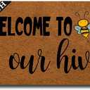Welcome to Our Hive Doormat Bee Doormat Bee Gifts Front Door Mat Rubber Non Slip Backing Funny Welcome Mat Indoor Outdoor Rug 23.6 in(W) X 15.7 in(L)