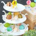 uxcell 2 Sets 2-Tier Cupcake Stand Holder, Round Tiered Serving Tray Stainless Steel Cup Cake Stand for Dessert Fruit Table Birthday Party Decoration Display, Silver