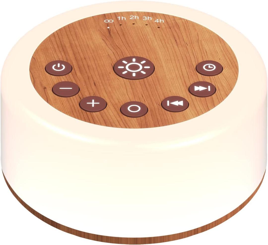 Soother Sleep Sound Machine Night Light White Noise Machine with 30 Soothing Sounds & 12 Color Night Lights for Baby Kids Adults Brown Noise Machine with Timer & Continuous Play for Home Travel Office (Wood Grain)