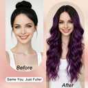 HMHIFI Long Ombre Purple Wig for Women 26Inch Mixed Dark Purple Wavy Curly Hair Wigs Synthetic Hair Replacement Wig Heat Resistant Hair Wig for Daily Party Use(26'' Dark Purple)