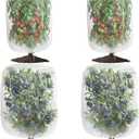 4 Pack Garden Mesh Netting for Plants 2.6x3.3ft - 3.3x4.9ft Insect Bird Netting Pest Barrier Bag with Drawstring 2 Size Fruits Tree Blueberry Bush Netting Cover Bag Protection for Vegetables Tomato (Clear)