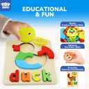TOY Life Toddler Puzzles Ages 2-4, 6 Animals with Spelling Wooden Puzzles for Toddlers 3-5, Montessori Toys Gifts for 1 2 3 Years Old Boys Girls, Birthday Gifts Educational Learning Toys for Kids